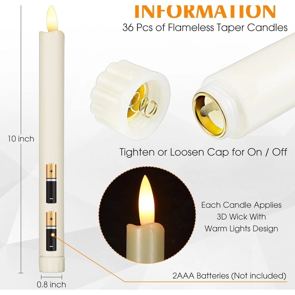 Pack of Cream Taper Candles - Home Accents - Picture 5 of 8